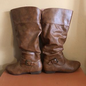 Tall below knee faux leather boots